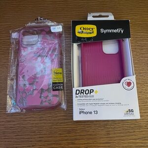 2 cases for iPhone 13 one is an OtterBox an the other one is magnetic.